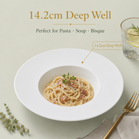 Assiette à soupe en porcelaine fine avec bord doré, 8,5 pouces, logo personnalisé OEM, vaisselle de luxe pour mariage