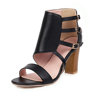 <span class=keywords><strong>Sandalias</strong></span> de Tacón Alto con Punta Abierta y Tacón Cuadrado para Mujer Madura - Product Image 2