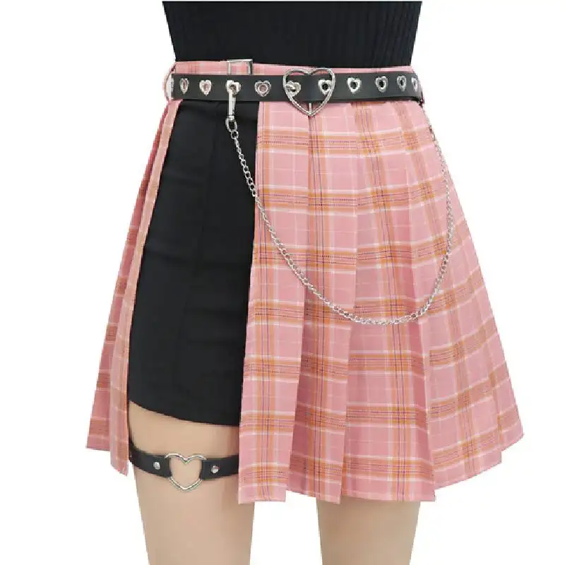 OEM Heavy Industry Streetwear Punk High Waist Mini Skirts Girl Streetwear Preppy Skirt