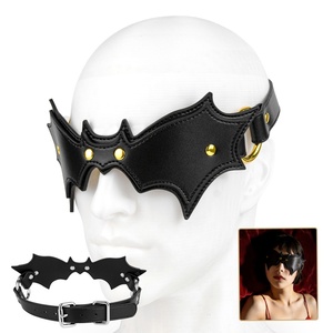 Masque d'œil demi-visage en cuir réglable pour adulte, style ailes de démon, sexy, pour cosplay Sissy Gay, Halloween, SM, bondage, bandeau pour homme et femme - Product Image 1
