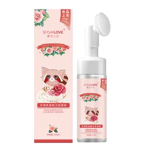 Private Label 150ml schiuma detergente per Mousse detergente viso rosa naturale organica per rimuovere il trucco lavaggio schiuma per la cura della pelle del viso