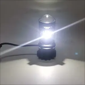Ống Kính LED Mini H4 Ống Kính Máy Chiếu LED T2 H4 Đèn Trắng 100W 6000K Bóng Đèn Pha Ô Tô Đèn Pha Máy Chiếu Đèn Tự Động LHD