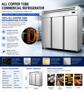 Refrigerador Comercial de 3 Puertas para Cocina - Refrigerador Sólido de Acero Inoxidable Premium con Bajo Nivel de Ruido y Enfriamiento Rápido y Potente - Product Image 5
