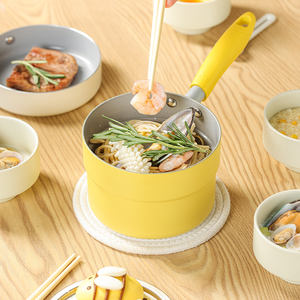 ชุดกระทะซอสและกระทะทอดแบบนอนสติ๊ก,ชุดเครื่องครัวก้นเหนี่ยวนำ Bakelite-3ชิ้นชุด Home Cooking เซรามิกสีเทาอลูมิเนียมอัลลอย - Product Image 6