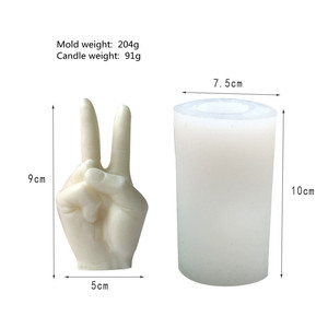 Moule en silicone écologique blanc pour bougies et pots avec couvercle et emballage en boîtes, motif Geste de la victoire - Product Image 5