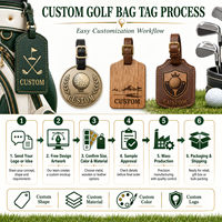 Étiquette de sac de golf en métal personnalisée en gros, impression UV, logo en alliage de zinc, fer, cuivre, pour événement de golf