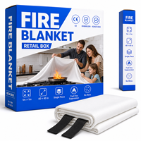 Couverture anti-feu 40*40 pouces en fibre de verre 100% pour la sécurité en cuisine et la préparation aux situations d'urgence, emballage en boîte de vente au détail
