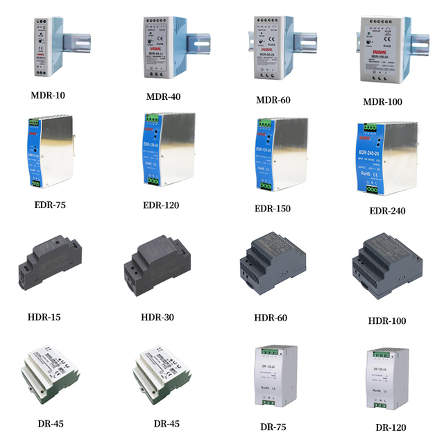 Din Rail Switching Power Supply 5V/12V/24V/48V/10W-480W (10W, 20W, 45W, 60W, 100W, 120W, 150W, 240W, 480W) for Automation