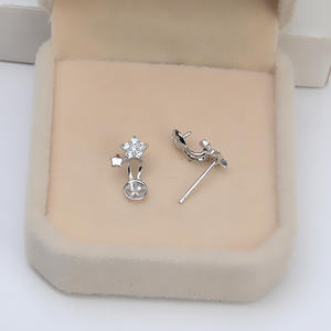 Korean Version DIY 925 Silver <b>Small</b> Bead <b>Stud</b> <b>Earrings</b> Tang Jing Style Multi Bead 3-4 Pieces Empty Support Accessories - Product Image 3