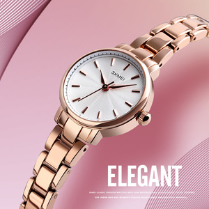 Reloj de cuarzo auténtico para mujer, reloj con pulsera de acero inoxidable con detalles de diamantes, reloj informal impermeable para negocios - Product Image 1