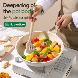Juego de utensilios de cocina de cerámica Donnor, 10 piezas, wok, olla para sopa, olla para leche, sartén antiadherente, sartén para freír, juego de parrilla para cocinar en familia - Product Image 2