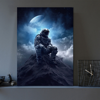 Tuval Boyama Astronot Ay Portresi Lüks Modern Sanat Posterler Baskılar Özel Boyut Duvar Sanatı HD Resim Odası Ev Dekor