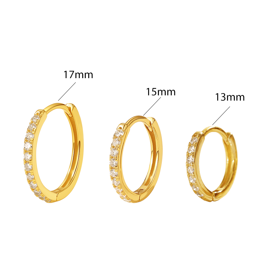 Wholesale Gold Jewelry 925 Sterling Silver Rose Gold 18k Gold Plated Pave Huggie Hoops Earrings With Cubic Zirconia