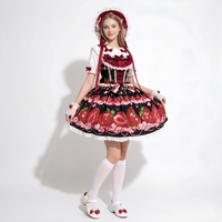 Robe Lolita JSK à la fraise, avec corset en dentelle, costume de cosplay de princesse