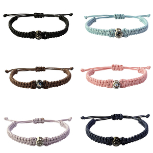 <span class=keywords><strong>Bracelet</strong></span> en pierre tissé à la main avec projection nano « Je t'aime » en 100 langues, personnalisable avec photo, breloque Stonecast - Product Image 1