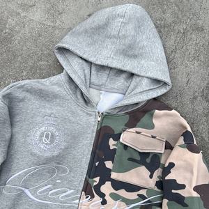 Designer Custom Sudaderas Con Capucha Cotton Embroidery Oversized Pullover <b>Hoodie</b> Streetwear Heavyweight Camo Zip Up <b>Hoodie</b> - Product Image 3