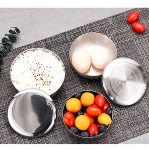 Wholesale Metal 201/304 Stainless Steel Rice Bowls Salad Serving Bowls with Lids Soup Bowl 8.5cm for Kids