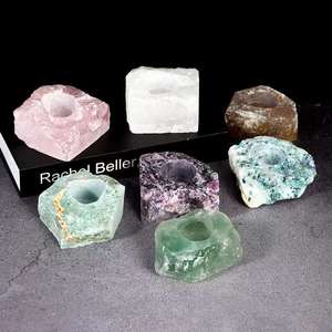 Portacandele fai da te in pietra grezza naturale portacandele in cristallo grezzo curativo di quarzo - Product Image 1