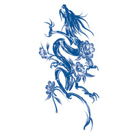 Autocollants de tatouage temporaires à base de plantes pour la moitié du bras, motifs Dragon, Renard, Tigre, pour la taille, l'abdomen, la poitrine, tatouages sexy et écologiques