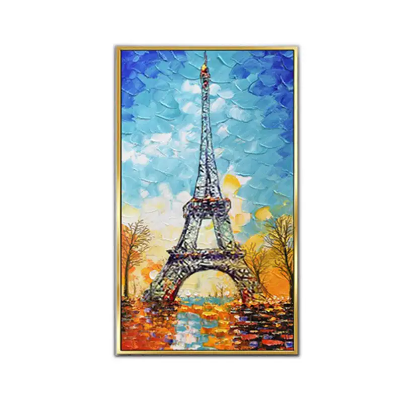 Torre Eiffel moderna, pintura de jardim de cidade feita à mão pura, decoração de paredes para casa, arte, citações, pinturas e artes de parede