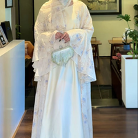 Ensemble trois pièces Abaya ouverte en polyester respirant à imprimé floral en mousseline – Tenue décontractée et élégante pour femme musulmane