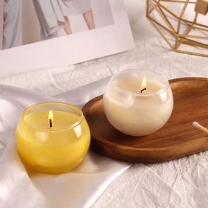 Bougie parfumée en cire de soja pour aromathérapie dans un bocal en verre rond, décoration minimaliste pour la maison - Product Image 1