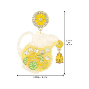 Orecchini pendenti divertenti a forma di <span class=keywords><strong>limonata</strong></span> estiva per donna, orecchini vistosi estivi, gioielli regalo per donna - Product Image 2