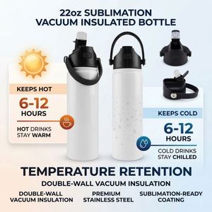 Custom logo 22oz Double Wall Wide Mouth Travel Tumbler Stainless Steel DIY Suablimation Blanks Water Bottle with Leak Proof Lid - Product Image 5