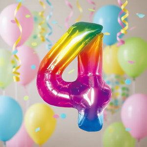 Party Love Number 4 <b>Balloon</b> 45cm Multicolor Foil Metallic Birthday Party <b>Decor</b> Kids - Product Image 2