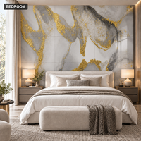 Papier peint auto-adhésif en marbre bleu noir or de 1 mm, feuilles IXPE de 1,2 x 3 m pour les murs décoratifs des chambres d'hôtel