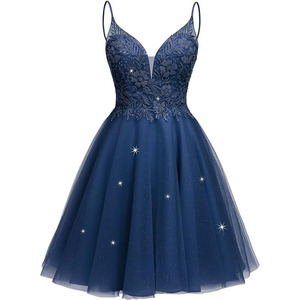 Shimmering Tulle Cocktail Dress Short <b>Lace</b> A-Line Sweetheart Neck Floral Print Women's Party Dress - Product Image 5