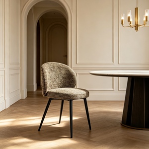 Chaise de salle à manger à dossier incurvé en tissu bouclé, chaise d'appoint avec pieds en métal, sièges décoratifs pour salle à manger, maison, hôtel - Product Image 6