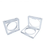 Boîte compacte transparente carrée YanXing pour poudre libre, en plastique ABS, emballage vide pour fard à joues et illuminateur, compartiment unique