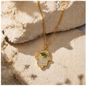 Ciondolo Unisex <span class=keywords><strong>Mano</strong></span> <span class=keywords><strong>di</strong></span> <span class=keywords><strong>Fatima</strong></span> Hamsa in Acciaio Inossidabile <span class=keywords><strong>con</strong></span> Diamante e Catena Bamboo, <span class=keywords><strong>Collana</strong></span> Stile Hip Hop per Ragazza SSZWN 056 - Product Image 5