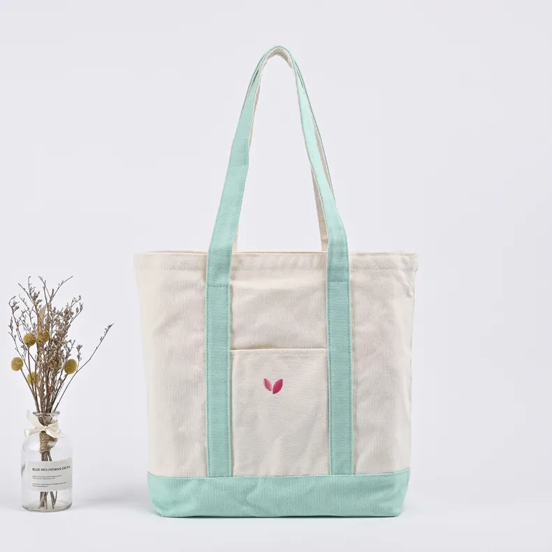 Branded Promotional Organic Calico Cotton Canvas Grocery Heavy Duty Tote Shopping Bag