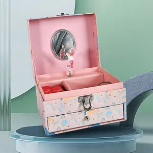 Aanpassen Lied Muziekdoos Cartoon Kinderen Haaraccessoires Box Desktop Cosmetica Sieraden Manicure Twee-Laags Opbergdoos