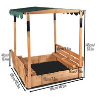 Grand bac à sable en bois pour enfants avec couvercle bac à sable extérieur pour enfants avec housse de protection contre le sable banquettes pliables et revêtement inférieur