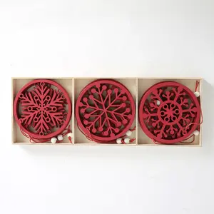 Wholesale Wooden Xmas Hanging Ornament S/9 Christmas Decoration Christmas Snowflake Ornaments