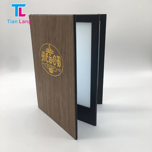 Cubierta de menú LED recargable M8514 con retroiluminación LED Cajas de luz de publicidad de PU lisas negras iluminadas populares - Product Image 4