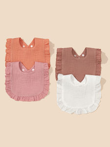 Neu eingetroffen: INS-Style <span class=keywords><strong>Baby</strong></span>-Spucktuch, Kinder-Baumwollkrepp bedrucktes doppelseitiges Handtuch-Stirnband-Set & wasserdichtes Lätzchen - Product Image 3