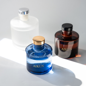 Aikun Natural Soy Wax Foam Insert Rigid Gift Box Home Fragrance Brown Glass Scented Candle <b>Reed</b> <b>Diffuser</b> Set For Wholesale - Product Image 4