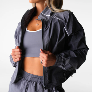 <span class=keywords><strong>Veste</strong></span> coupe-vent imperméable pour la course à pied en plein air, personnalisable, pour femmes, <span class=keywords><strong>fitness</strong></span>, extensible dans 4 directions, avec bande réfléchissante, col montant, <span class=keywords><strong>veste</strong></span> courte - Product Image 2