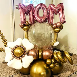 Best Price Elegant Happy Mothers Day Foil Balloons Set with Large Bobo Ball Balloon