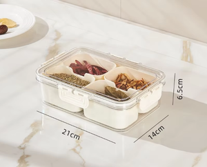 Wholesale Portable 4 Compartment Plastic <b>Snack</b> Platter Handle Box <b>Container</b> Snackle Storage Divided Serving Tray Dividers - Product Image 2