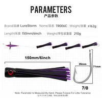 LureStorm Ensemble de leurres artificiels souples UV en forme de calmar de 6 pouces/150 mm/210 g pour la pêche en mer profonde en eau salée, leurres de traîne pour la pêche en bateau en mer