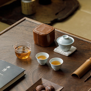 Guanlan Antique Style Travel <b>Tea</b> <b>Set</b> One Pot Two Cups Porcelain Kung Fu <b>Tea</b> <b>Set</b> For Outdoor Camping Portable <b>Tea</b> Bowl <b>Set</b> - Product Image 5