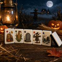 Tuiles de Mahjong en Acrylique Transparent Américaines à Motifs Citrouille, Maison Hantée et Arbre Mort, Idéales pour l'Entretenissement – Nouveauté Halloween Très Demandée