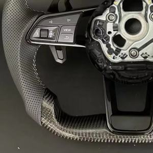 Volant en cuir semi-synthétique et fibre de carbone avec bouton de démarrage pour Audi R8 A4 A5 A6 A7 RS3 RS6 RS7 C7 C8 B9 B9.5 S3 SQ5 Q3 Q7 Q8 - Product Image 4