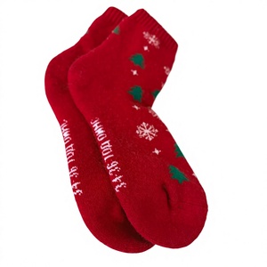 Wholesale <b>Women</b> Red Christmas <b>Crew</b> Wool <b>Socks</b> With Snowflake And Tree Print Thermo Knitted Christmas Wear - Product Image 1