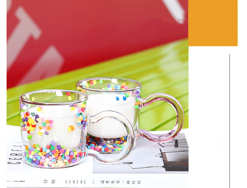 Wholesale Ins Hot Sales Flow Sand Cup Lovely Cup Double-layer Glass Water Mug Creative Gift For Girls